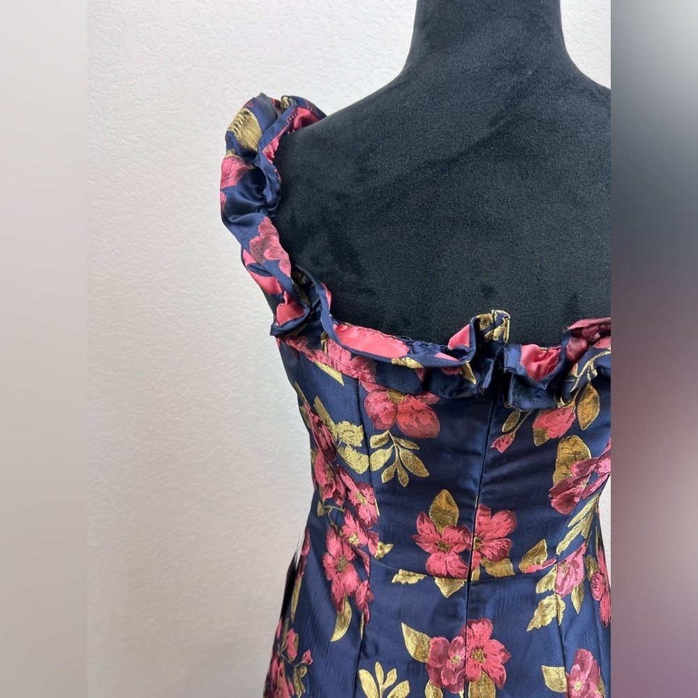 NWT: Lulu's Pop The Bottle Metallic Floral Jacquard Cocktail Mini Dress Size M - Picture 5 of 10